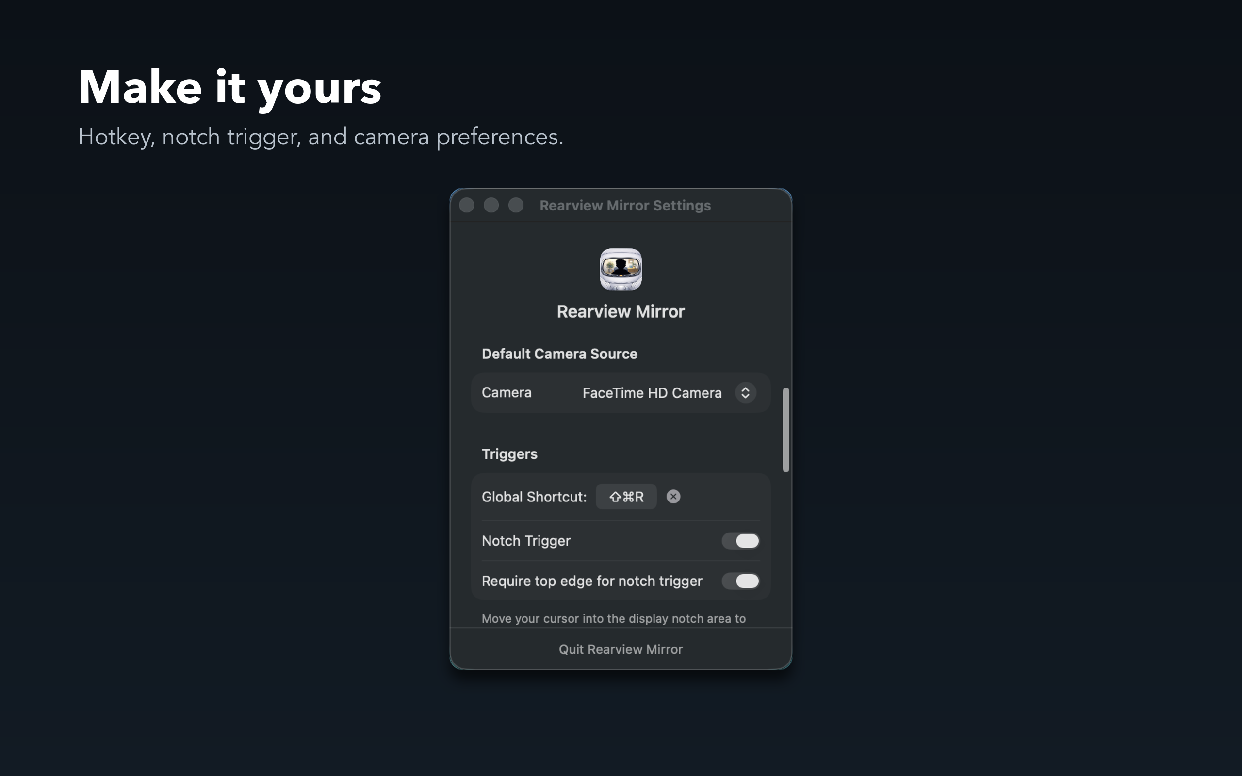 Customizable settings