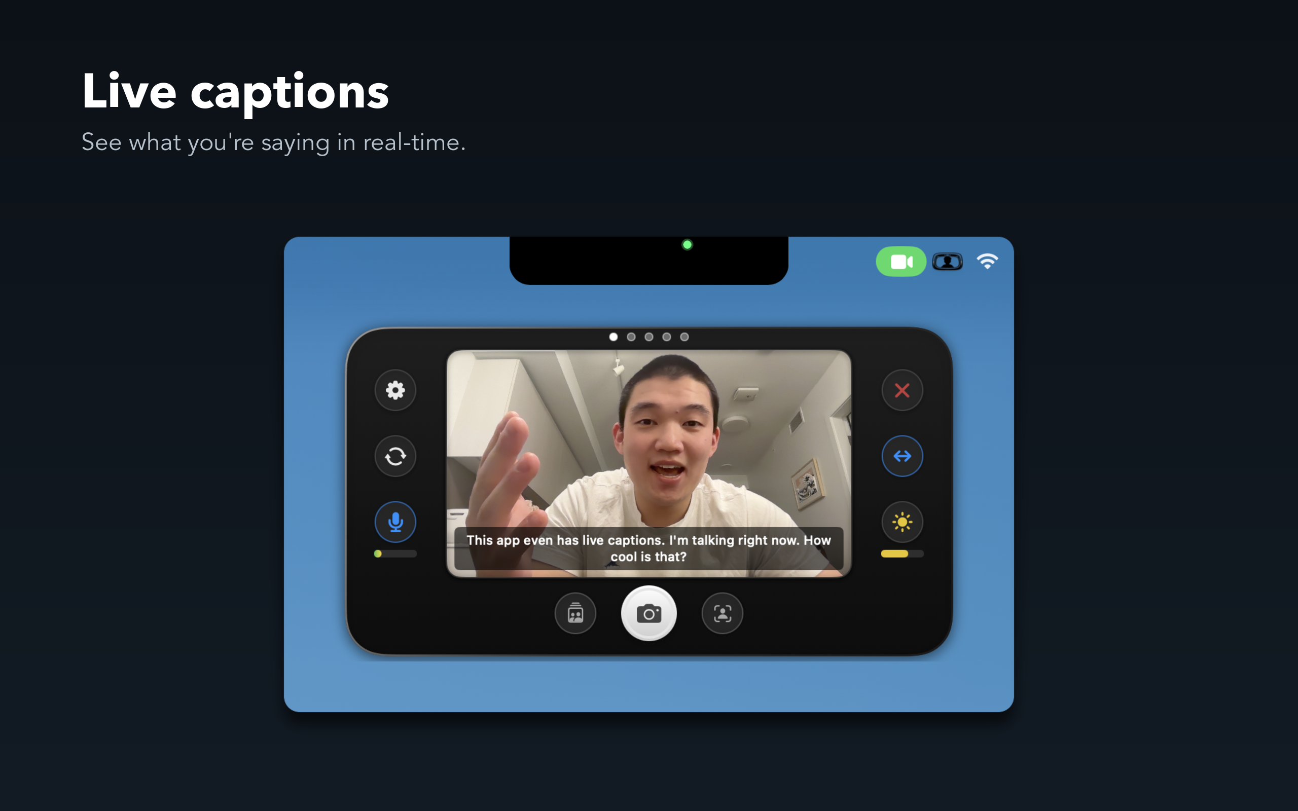 Live captions show what you're saying