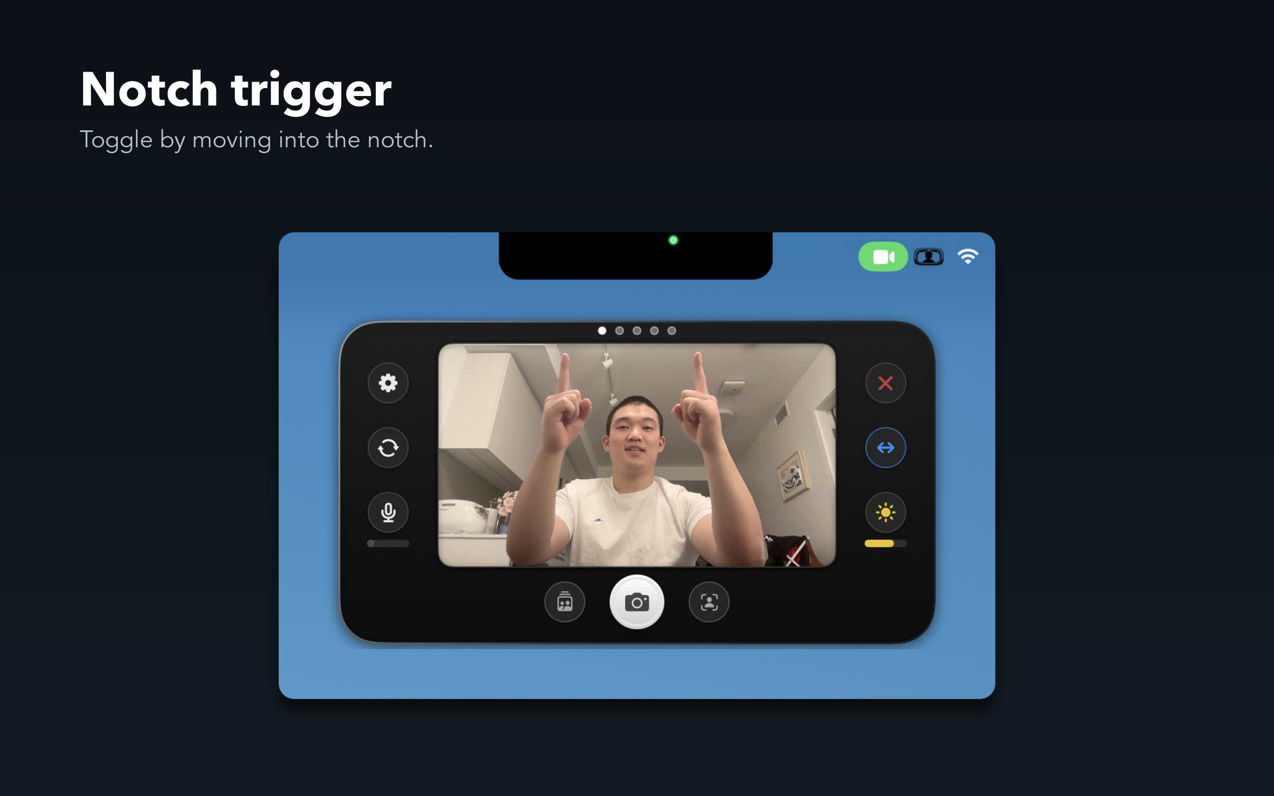 Notch trigger to open mirror