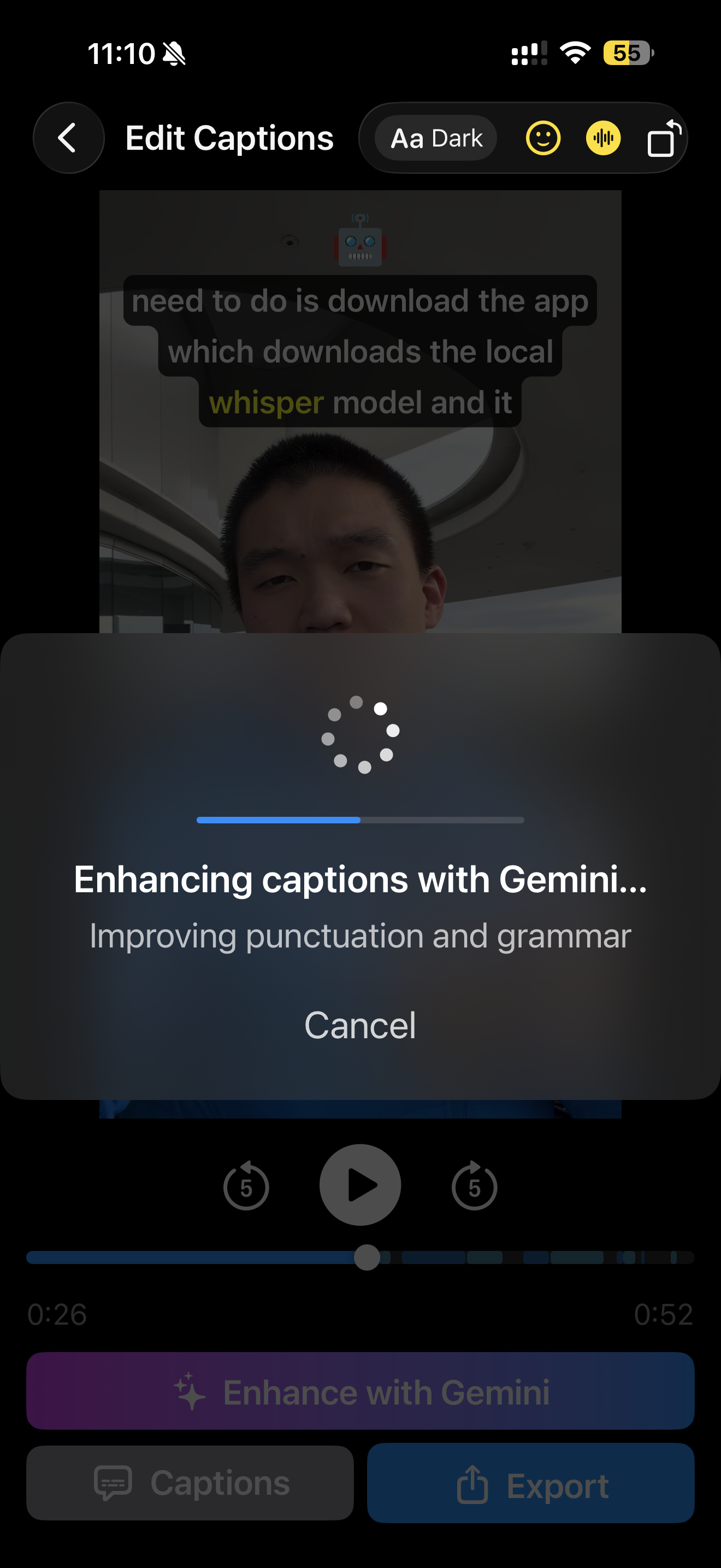 Gemini AI enhancement in progress improving punctuation and grammar
