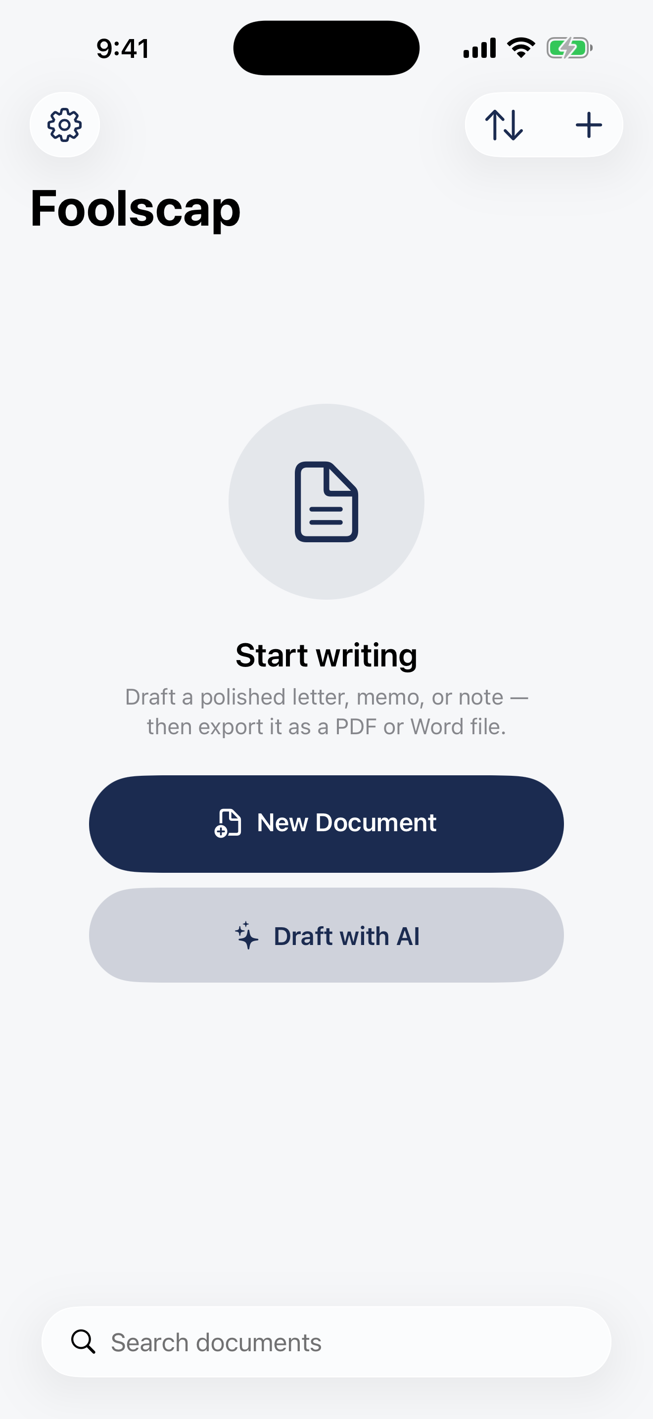 Foolscap start screen