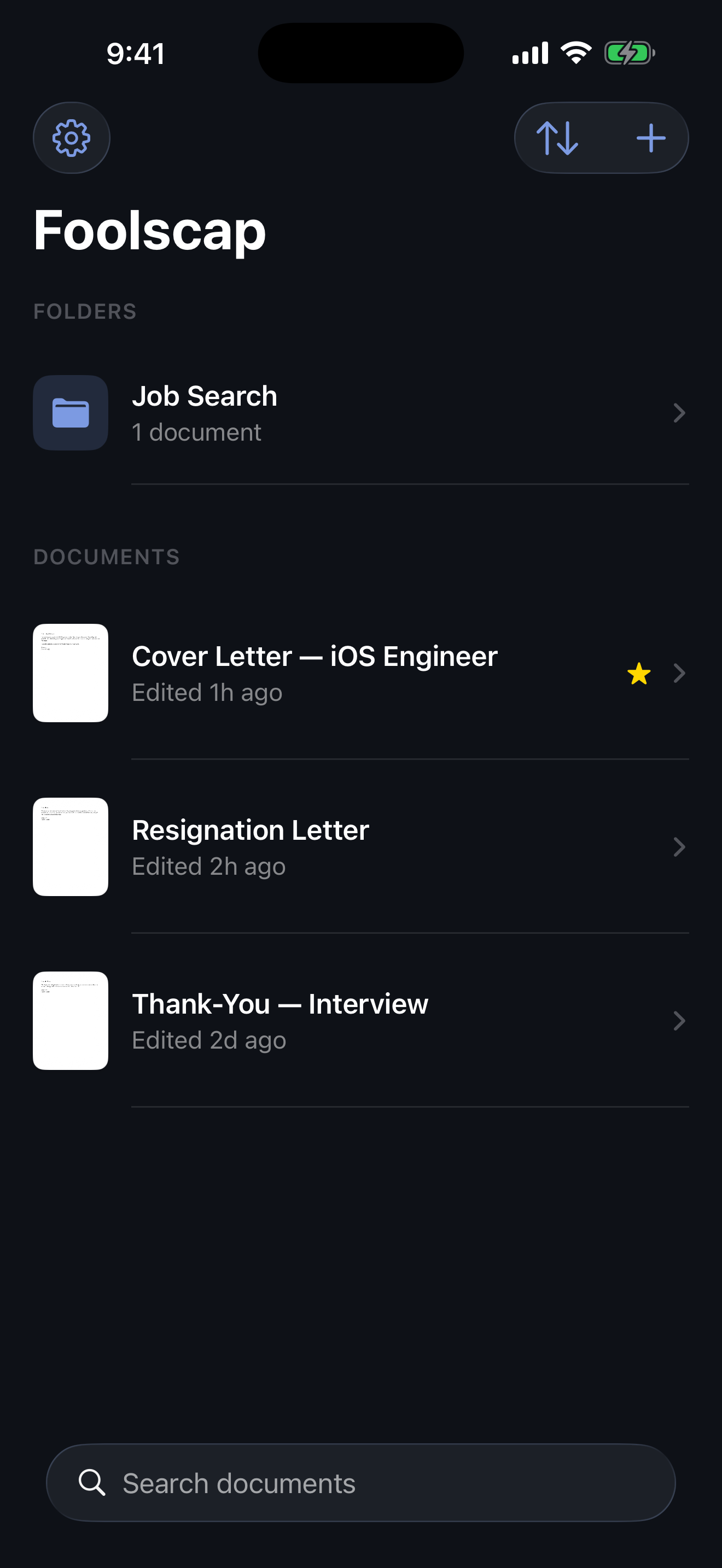 Foolscap library in dark mode