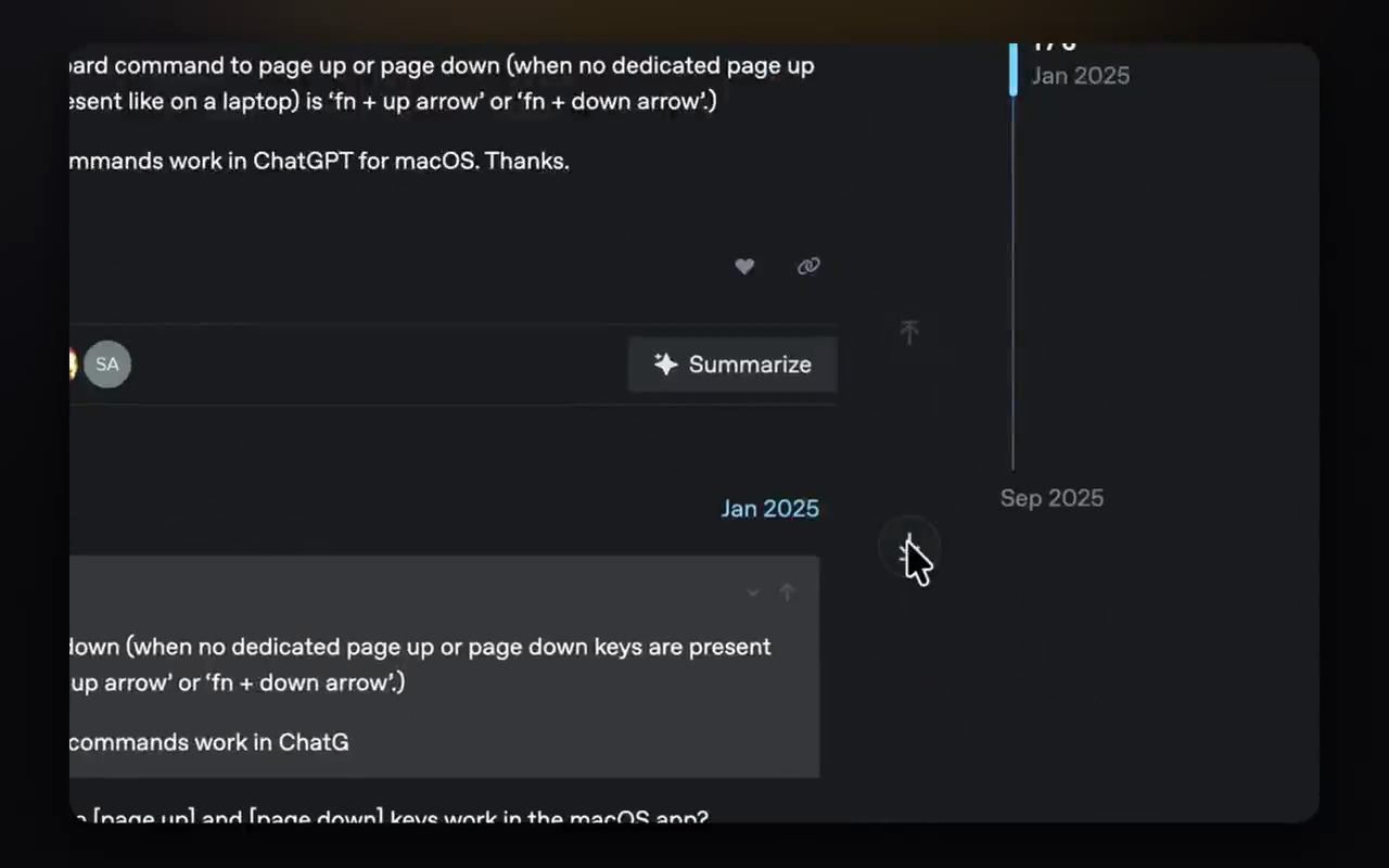 Scroll Elevator's jump buttons at the cursor on a long web page