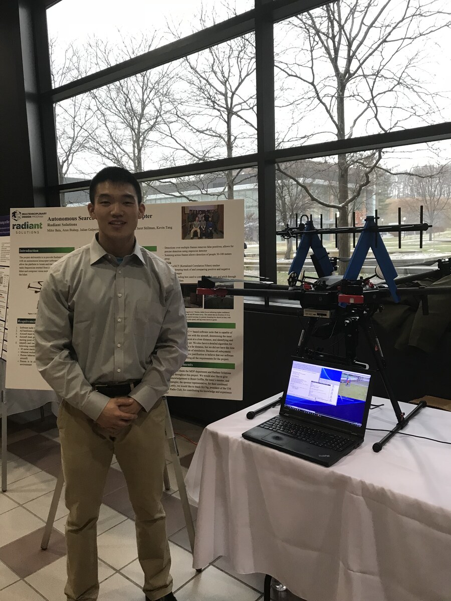 Kevin presenting the Radiant Solutions autonomous SAR hexacopter at MDP expo